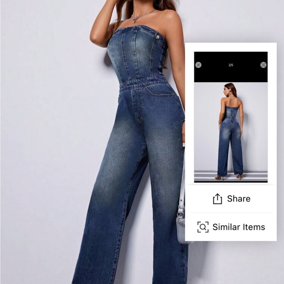 Denim tube jumpsuit from shein - Picture 3 of 5